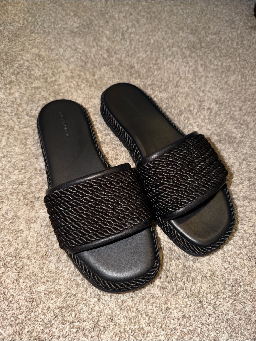 Tory Burch Black Braided Rope Slide Sandals size 7.5 EUC